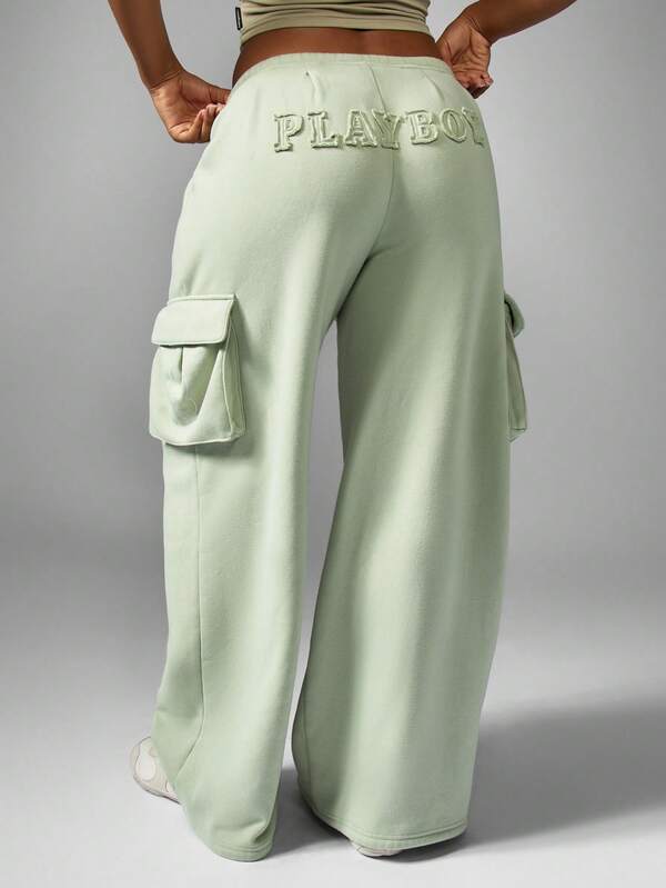 Missguided X Playboy Oversized Washed Cargo Joggers With Pockets