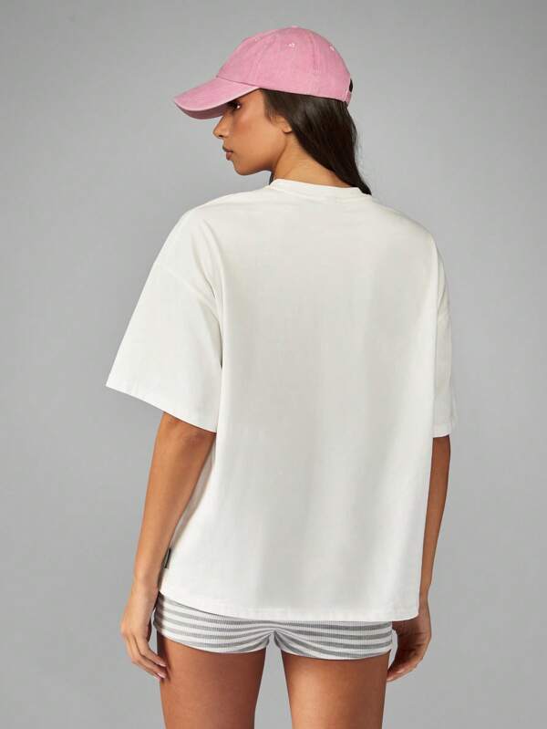 Missguided X Playboy Oversized White T Shirt With Pink Bunny Graphic Print
