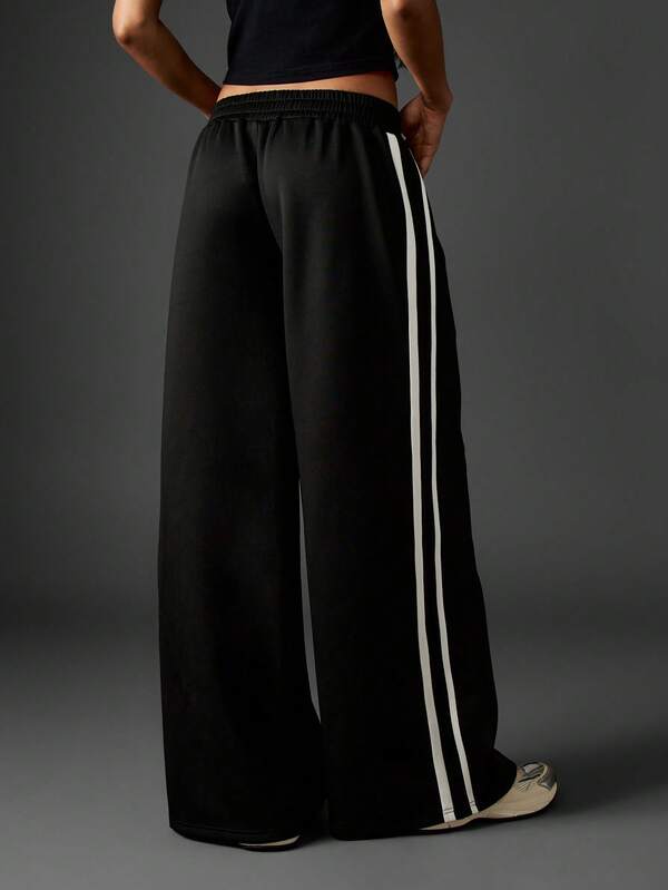 Missguided X Playboy Oversized Wide Leg Joggers With Side Stripes