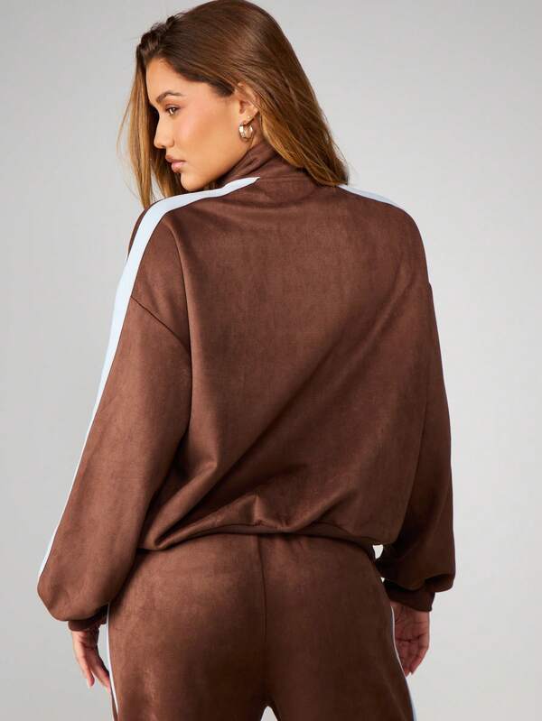 Missguided X Playboy Oversized Zip Up Sweatshirt With Side Stripes