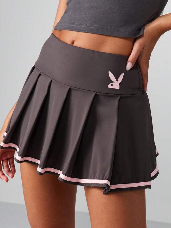 Missguided x Playboy Pleated Tennis Skort With Contrast Trim