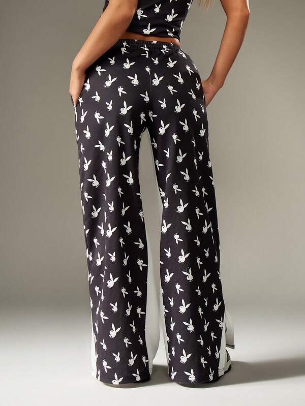 Missguided X Playboy Print Wide Leg Sweatpants