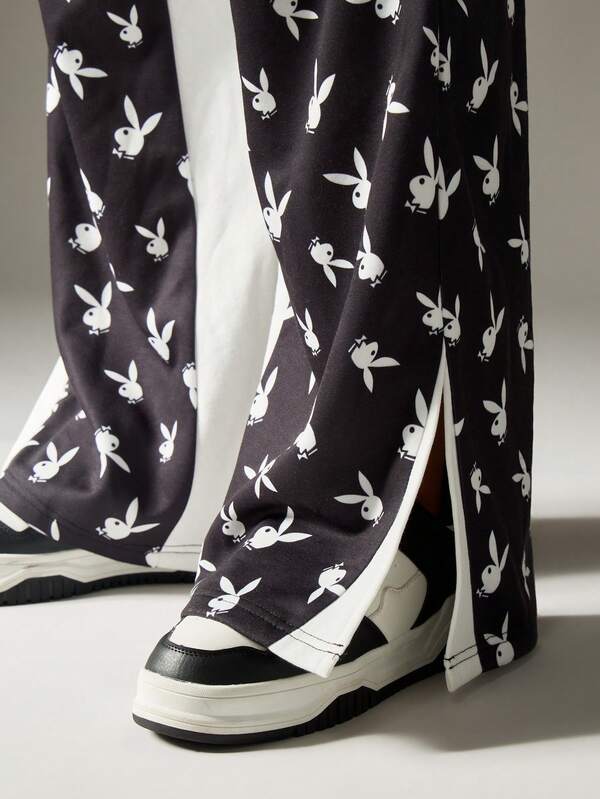 Missguided X Playboy Print Wide Leg Sweatpants