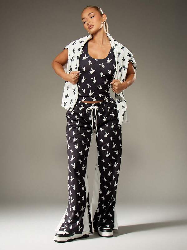 Missguided X Playboy Print Wide Leg Sweatpants