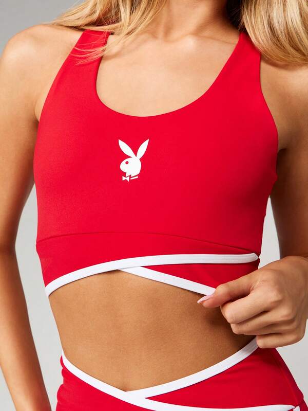 Missguided x Playboy Racerback Sports Bra With Logo