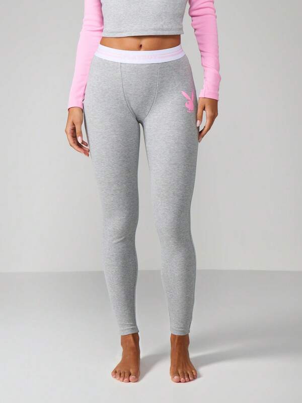 Missguided X Playboy Raglan Lounge Set With Long Sleeves