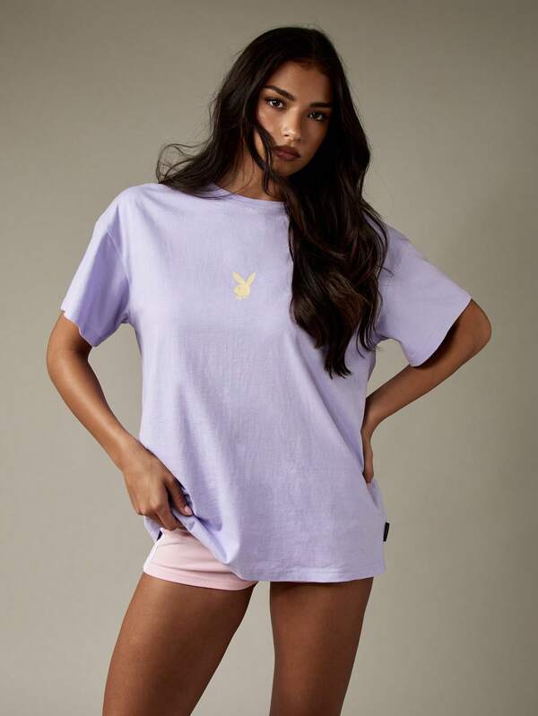 Missguided X Playboy Relaxed Fit Graphic Basic T-Shirt