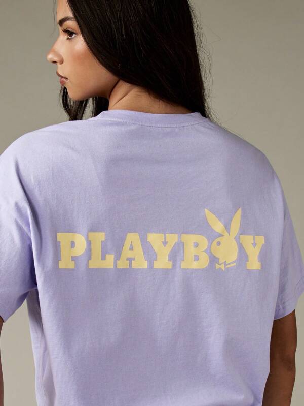 Missguided x Playboy Relaxed Fit Graphic Basic T-Shirt