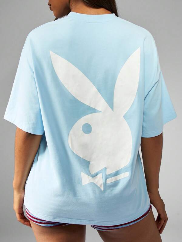 Missguided X Playboy Relaxed Fit Oversized Bunny Logo T-Shirt