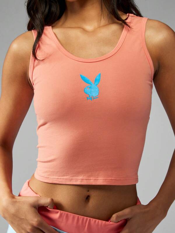 Missguided X Playboy Retro Bunny Logo Sleeveless Tank Crop Top