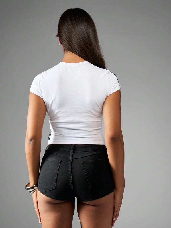 Missguided X Playboy Retro Racing Baby Tee Short Sleeve