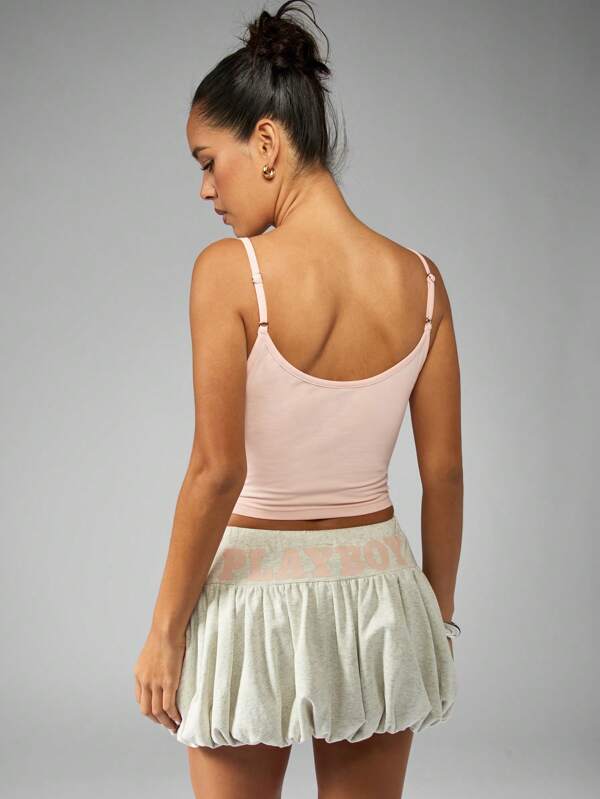 Missguided X Playboy Retro Style Crop Button Front Tank Top Cami