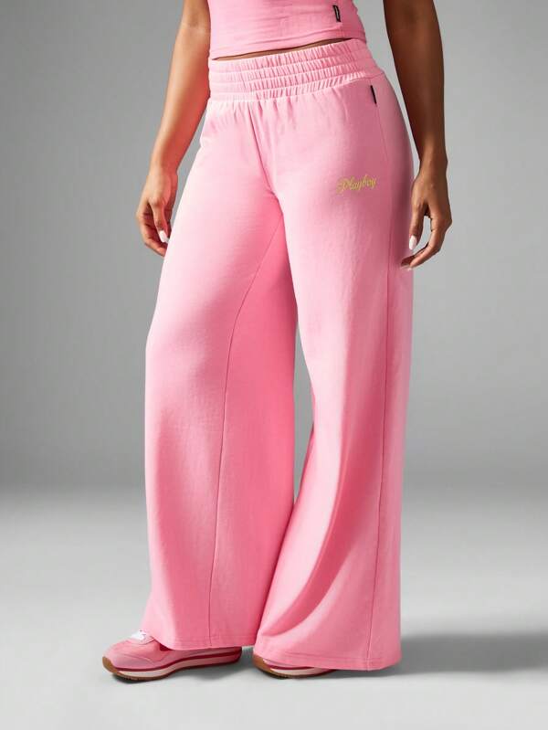 Missguided x Playboy Retro Style Wide Leg Loungewear Sweatpants