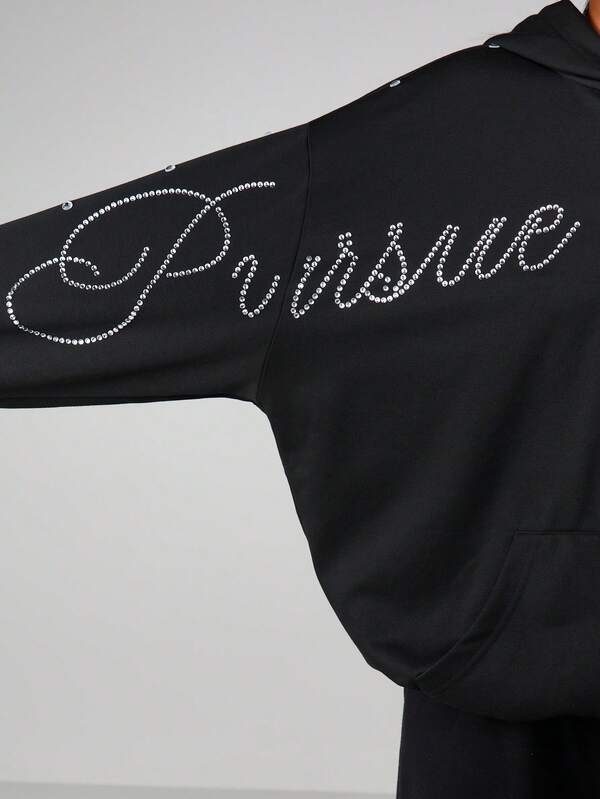 Missguided X Playboy Rhinestone Full Zip Hoodie With Drawstring