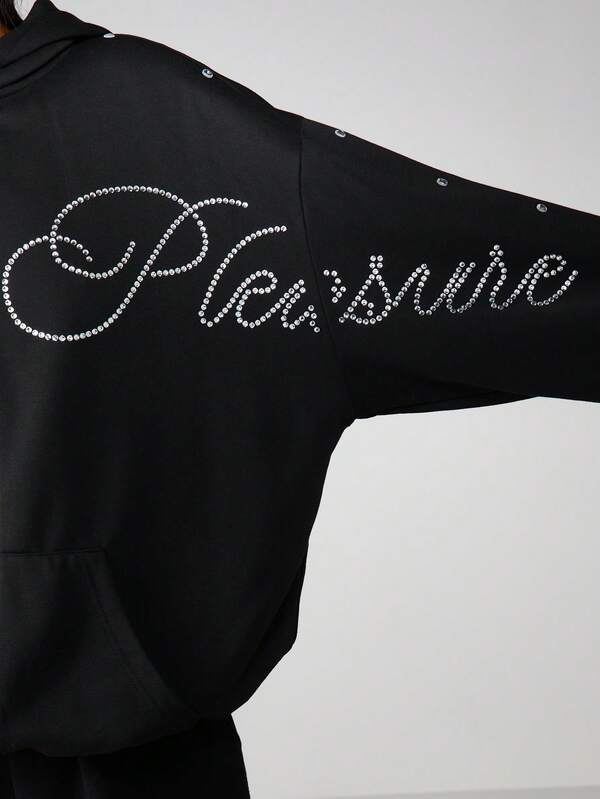 Missguided X Playboy Rhinestone Full Zip Hoodie With Drawstring