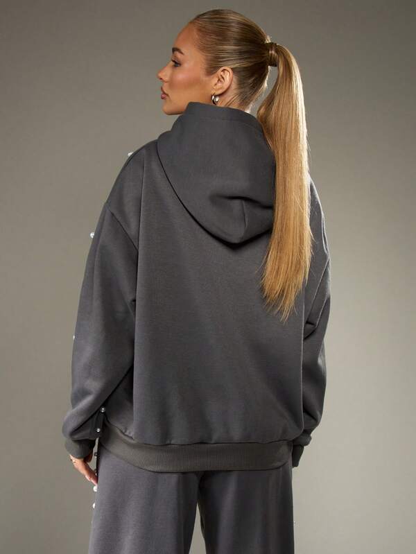 Missguided X Playboy Rhinestone Hoodie With Pearl Details