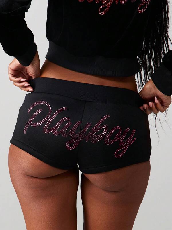 Missguided x Playboy Rhinestone Hot Pants With Logo