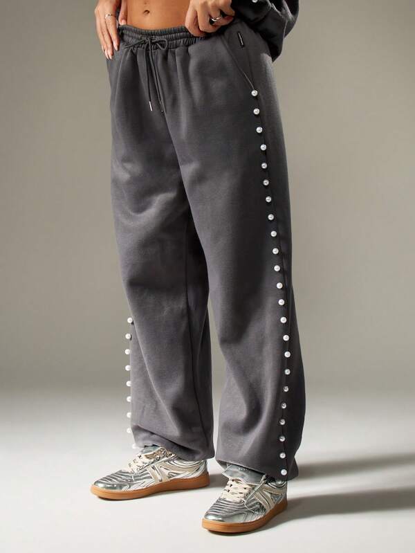 Missguided X Playboy Rhinestone Sweatpants With Pearl Details