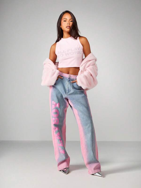 Missguided X Playboy Rhinestone Tank With Logo