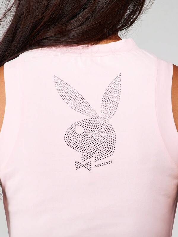Missguided X Playboy Rhinestone Tank With Logo