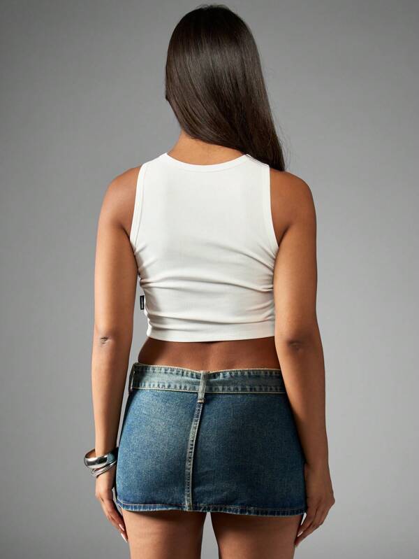 Missguided X Playboy Ribbed Crop Athletic Tank Top