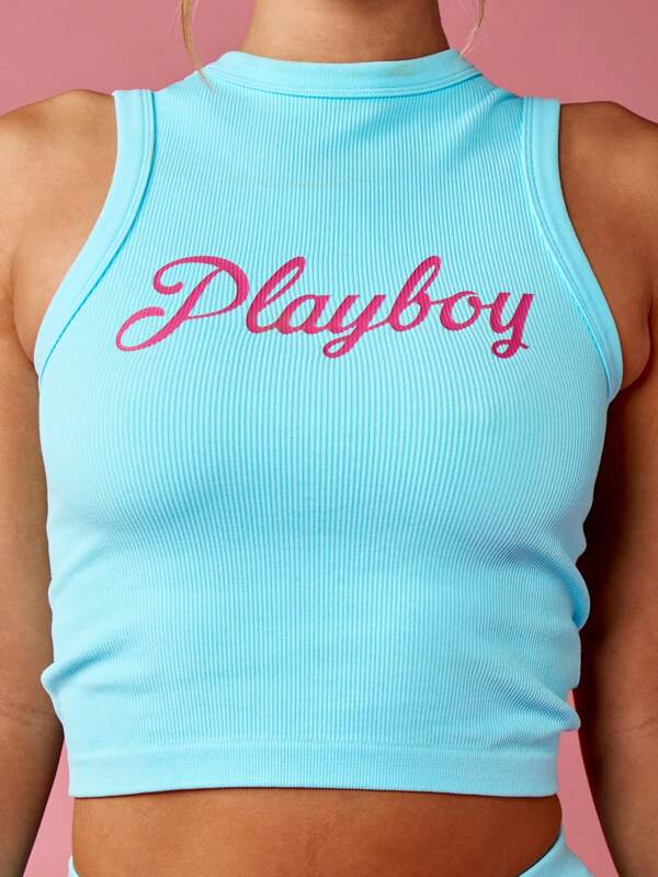 Missguided x Playboy Ribbed Cropped Sleeveless Tank Bralette Cami