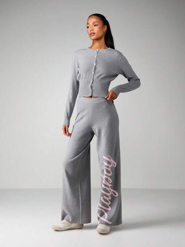 Missguided X Playboy Ribbed Knit Cardigan With Bunny Buttons