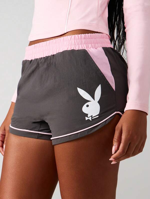 Missguided x Playboy Running Shorts With Bunny Logo