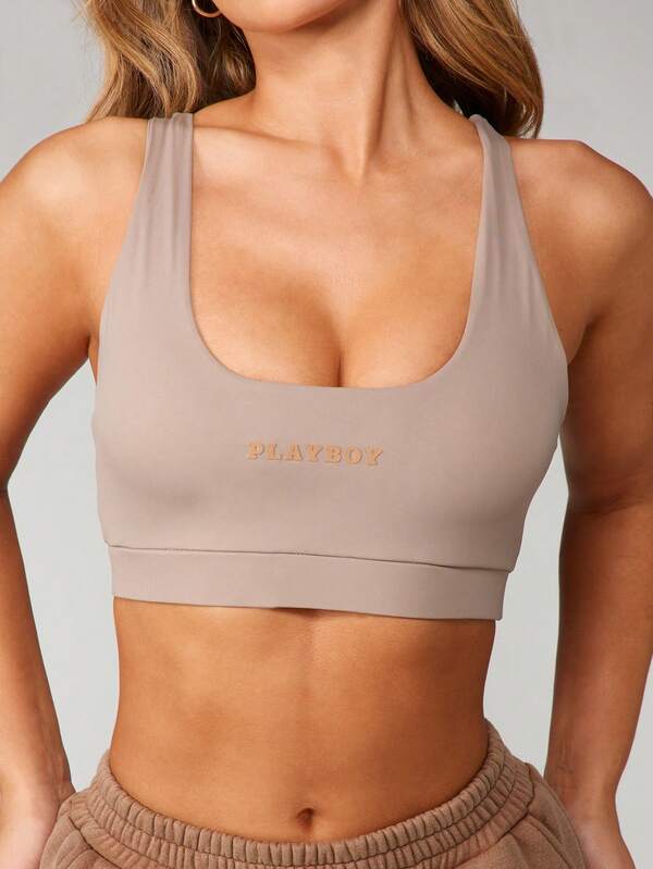 Missguided x Playboy Scoop Neck Crop Top With Cross Back