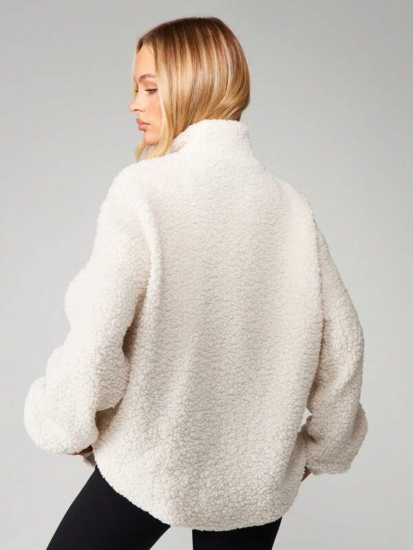 Missguided X Playboy Sherpa Funnel Neck Zip Sweatshirt