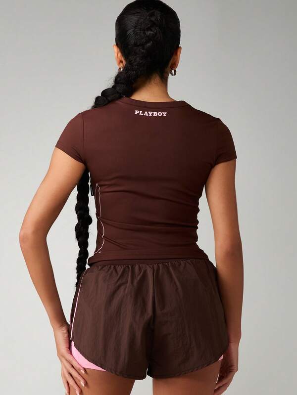 Missguided X Playboy Short Sleeve Crew Neck Tee With Logo