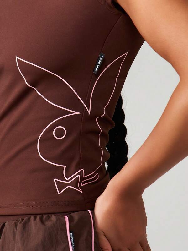 Missguided X Playboy Short Sleeve Crew Neck Tee With Logo