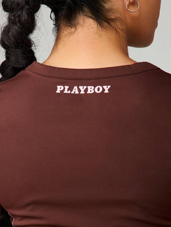 Missguided X Playboy Short Sleeve Crew Neck Tee With Logo