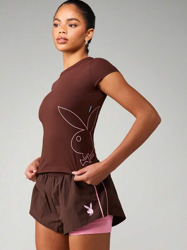 Missguided x Playboy Short Sleeve Crew Neck Tee With Logo