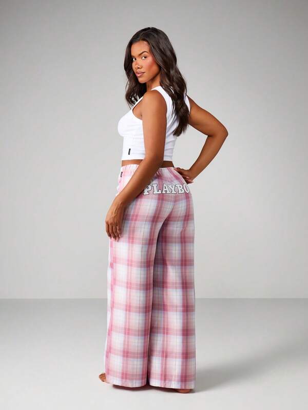 Missguided X Playboy Sleeveless Cami Top With Wide Leg Pajama Pants