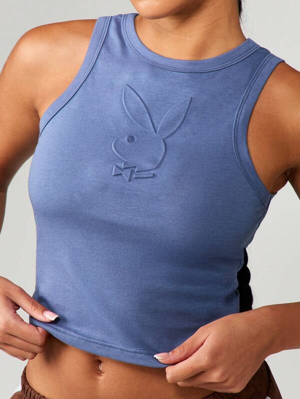 Missguided x Playboy Sleeveless Tank With Embossed Bunny Logo