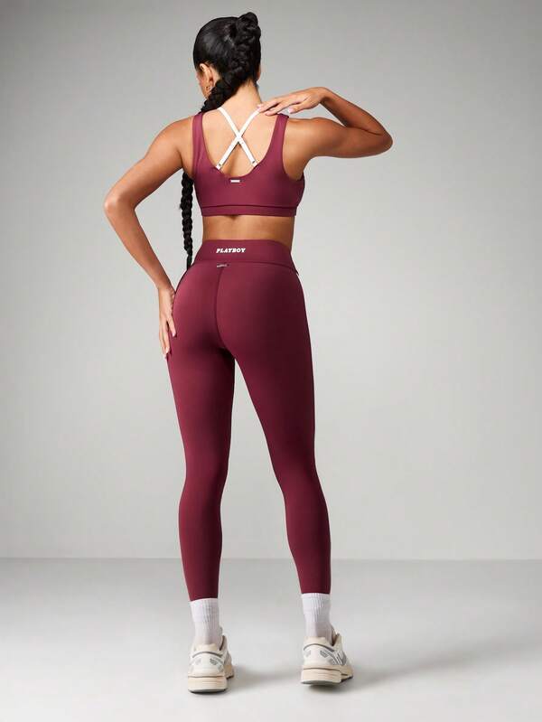 Missguided X Playboy Sports Bra And Active Leggings Set With Contrast Trim