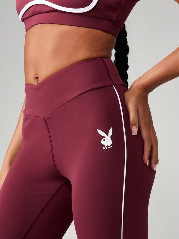 Missguided X Playboy Sports Bra And Active Leggings Set With Contrast Trim