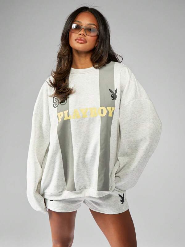 Missguided X Playboy Streetwear Collection Oversized Crewneck Sweatshirt