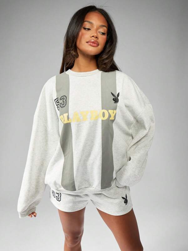 Missguided x Playboy Streetwear Collection Oversized Crewneck Sweatshirt
