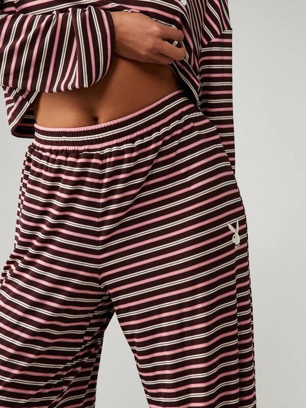 Missguided X Playboy Striped Long Sleeve Co-Ord Set