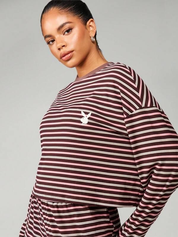 Missguided X Playboy Striped Long Sleeve Co-Ord Set