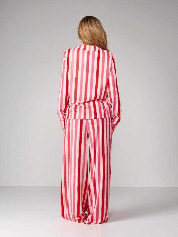Missguided X Playboy Striped Long Sleeve Pajama Set