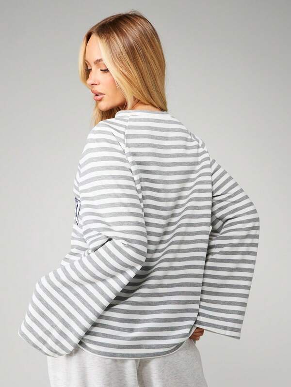 Missguided X Playboy Striped Long Sleeve T-Shirt With Logo