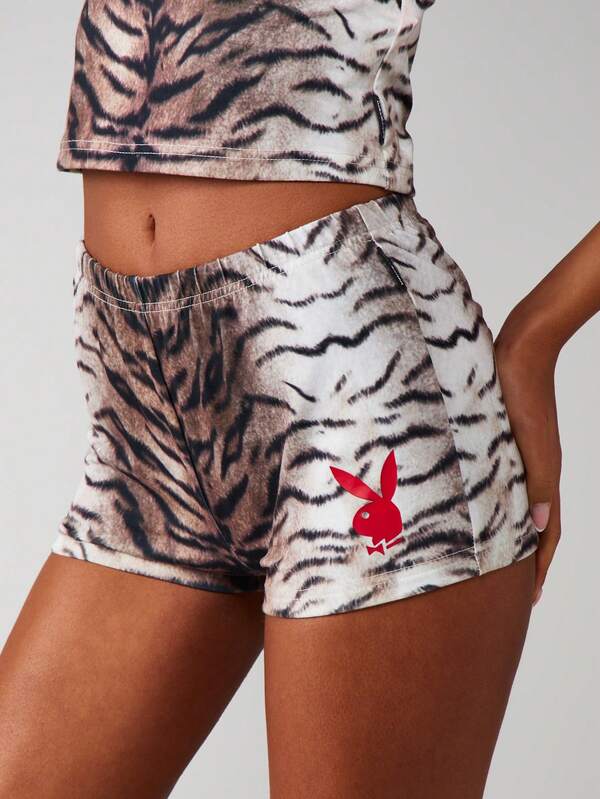 Missguided X Playboy Tiger Print Cami And Shorts Set