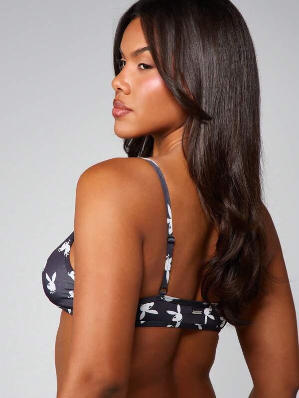 Missguided X Playboy Triangle Bralette With Print