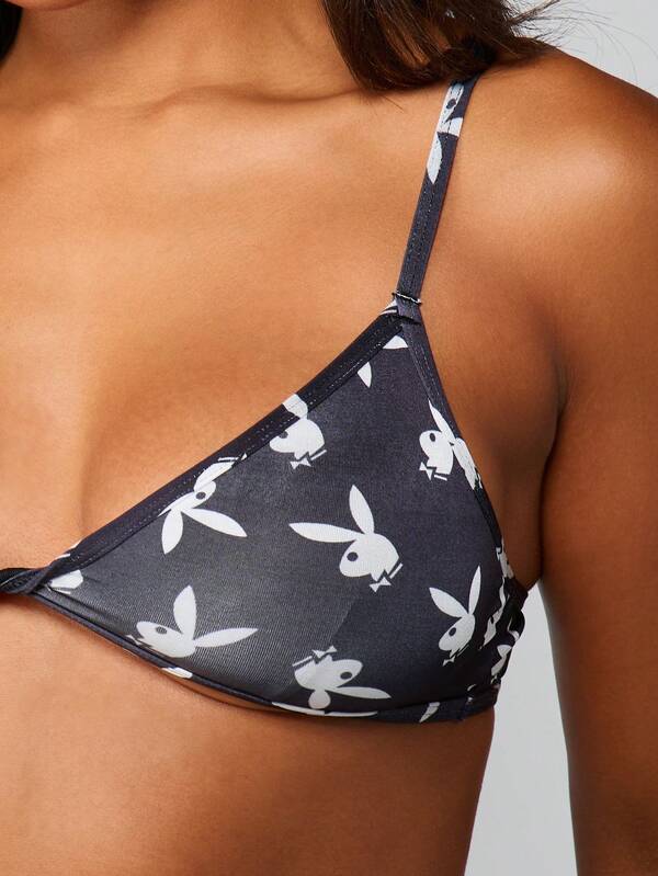 Missguided X Playboy Triangle Bralette With Print