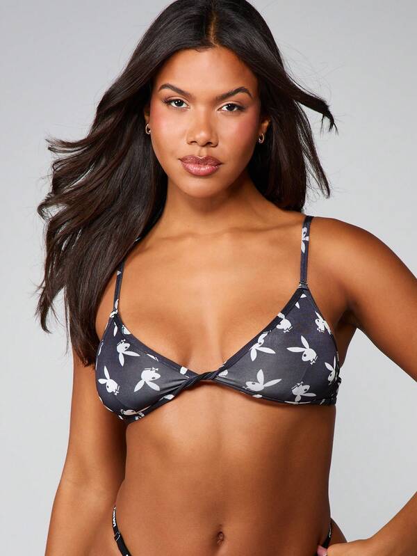 Missguided x Playboy Triangle Bralette With Print