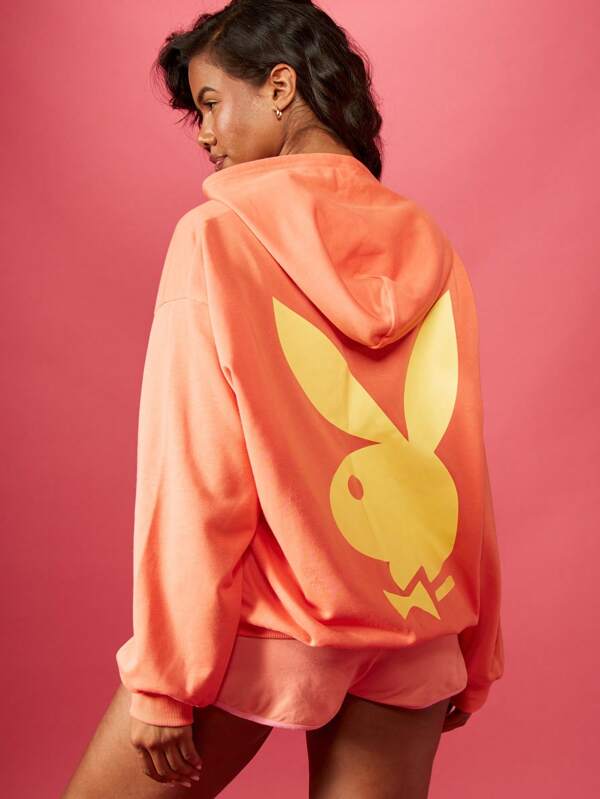 Missguided x Playboy Ultimate Comfort Full Zip Hooded Sweatshirt With Bunny Logo
