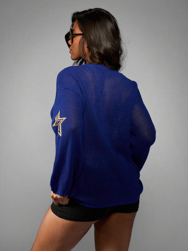 Missguided X Playboy V-Neck Knitted Sweater With Star Details